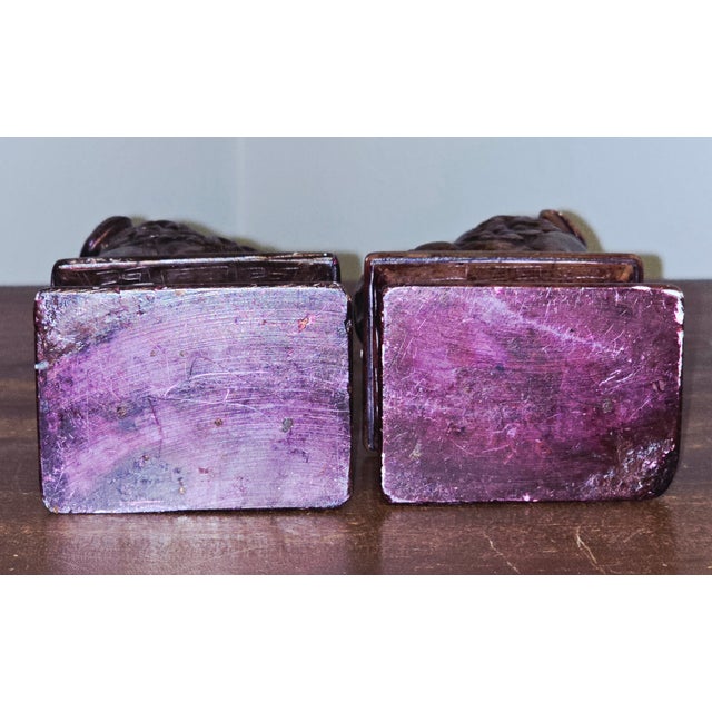 Early 20th Century Vintage Hand‑Carved Wooden Foo Dogs – Guardian Lion Pair For Sale - Image 5 of 12