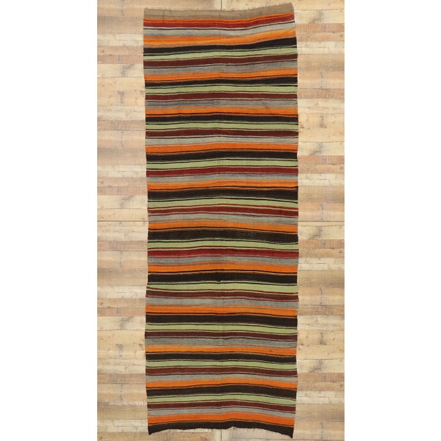 Vintage Turkish Striped Kilim Rug - 04'07 X 12'09 For Sale - Image 9 of 10