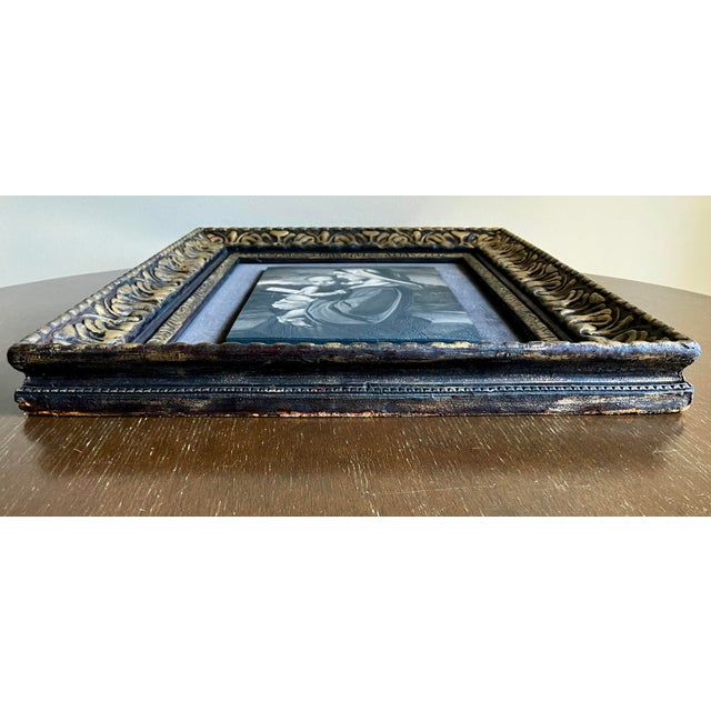 Antique Italian Renaissance Style Madonna and Child Gilt Frame Engraving For Sale - Image 9 of 18