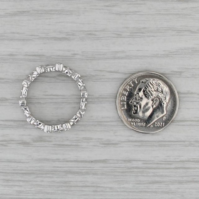 0.58ctw Eternity Diamond Crown Ring 14k White Gold Size 4.25 Stackable For Sale In Greensboro - Image 6 of 8