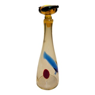 2000s Blenko Art Glass Decanter Kaleidoscope by Wayne Husted For Sale