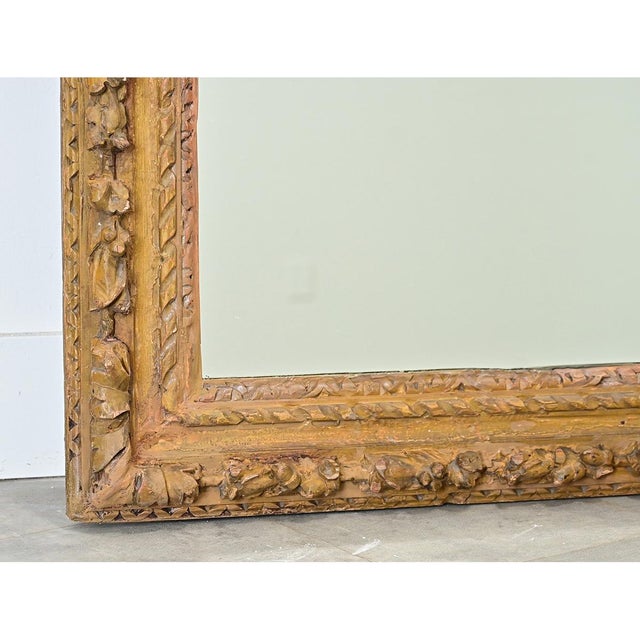 French 18th Century Hand-Carved Frame with New Mirror Plate For Sale - Image 11 of 14