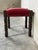 Dark Oak Ottoman Footstool With Red Striped Fabric Upholstery and Nailhead Trim Vintage For Sale In Los Angeles - Image 6 of 10