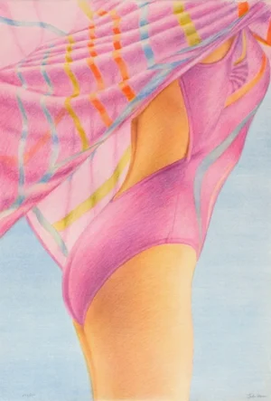 1992 John Kacere Purple Swimmer Lithograph