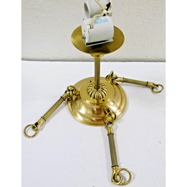 Elegant Lenox Quoizel Scalloped Shell Inspired Brass Accent Pendant Chandelier For Sale - Image 15 of 18