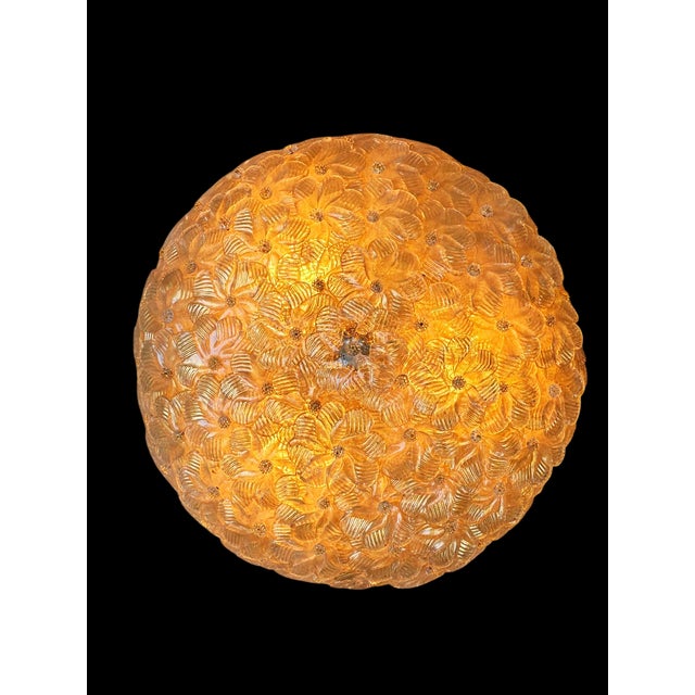 Metal Murano Ceiling Lamp with Flowers with Gold Flecks attributed to Seguso Vetri Darte, 1960s For Sale - Image 7 of 11