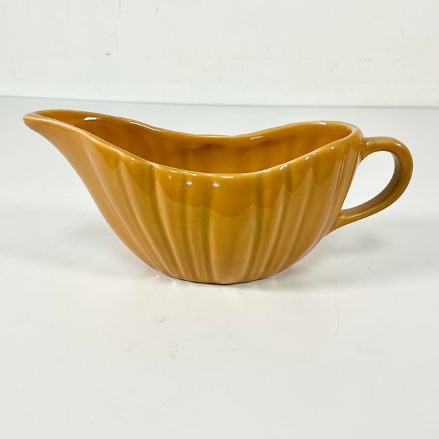 Pottery Barn 1990s Vintage Portuguese Majolica Ceramic Pumpkin Gravy Sauce Boat, Halloween & Thanksgiving For Sale - Image 4 of 12