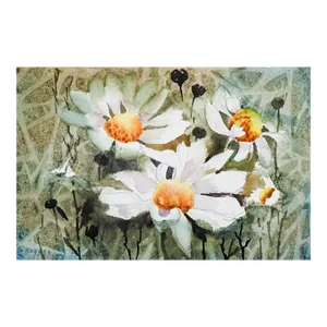 Late 20th Century Impressionist Floral Daisy Watercolor Painting