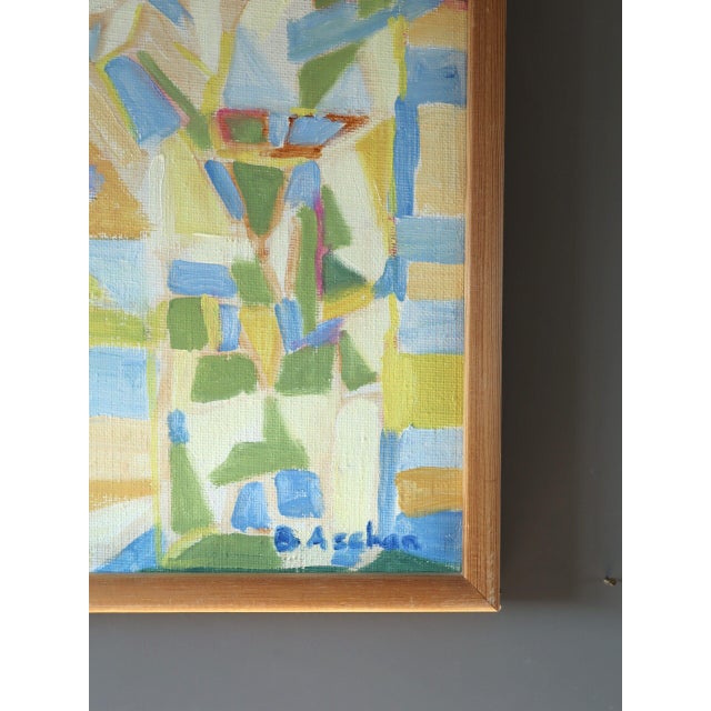Mid-Century Modern 'Windowlight Mosaic' Vintage Swedish Abstract Oil Painting, Framed For Sale - Image 6 of 11