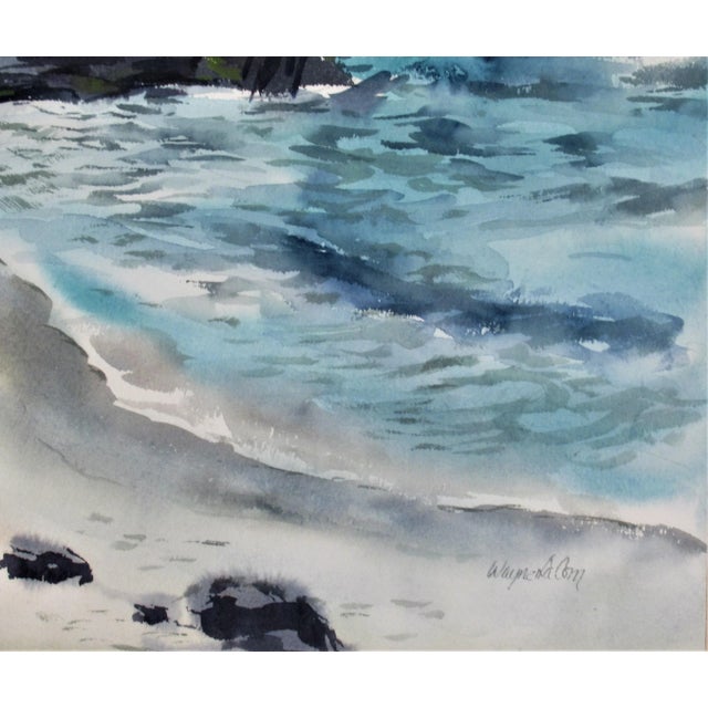 1970s Wayne Carl Lacom, "Coastal Scene with Figures", Circa 1970 For Sale - Image 5 of 7
