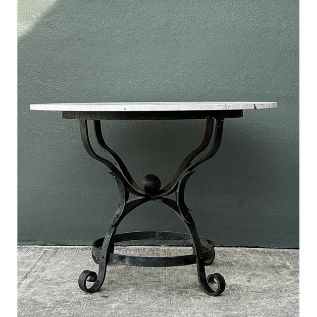 Vintage Wrought Iron Dining Table With Stone Top For Sale - Image 9 of 12