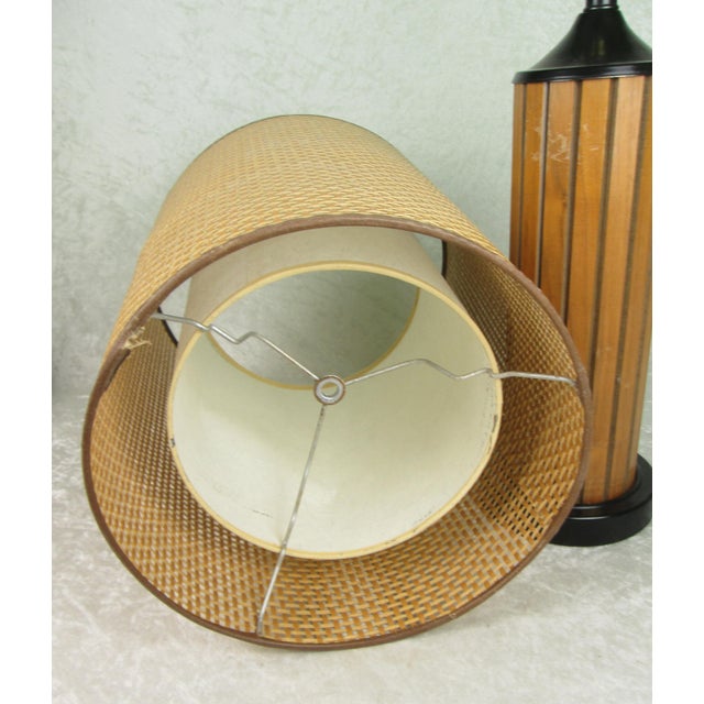 Mid 20th Century Mid Century Modern Gruvwood Lamp Walnut and Black Metal Base For Sale - Image 11 of 14