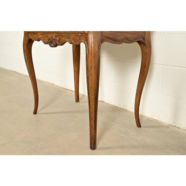 Baker Furniture French Provincial Louis XV Carved Oak Secretary Desk With Bookcase Hutch, Circa 1960s For Sale - Image 13 of 17