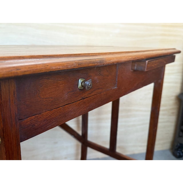 Late 19th Century Spanish Baroque Dark Walnut Work Side Table With Drawer, Restored For Sale - Image 11 of 15