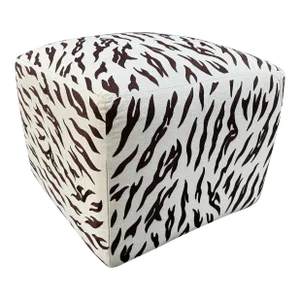 Embroidered Zebra Pouf Ottoman