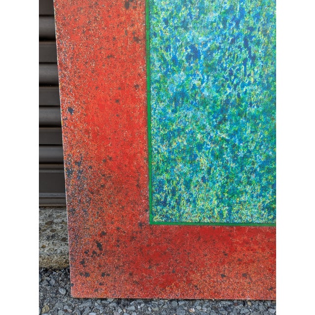 Textile 1980s Geometric Abstract Acrylic Painting on Canvas by B. Wilson, "Series: Spatter No. 1," Unframed For Sale - Image 7 of 7