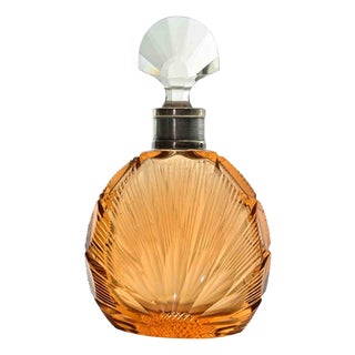Art Deco European Glass Bottle with Sterling Silver Neck, 1930s For Sale