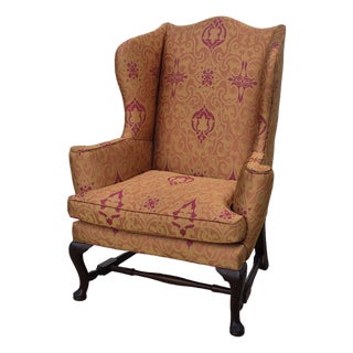 Late 20th Century Kittinger Colonial Williamsburg Mahogany Wing Back Chair Cw-44 For Sale