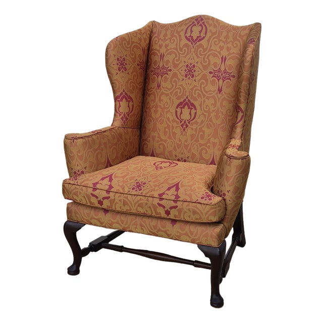 Late 20th Century Kittinger Colonial Williamsburg Mahogany Wing Back Chair Cw-44 For Sale