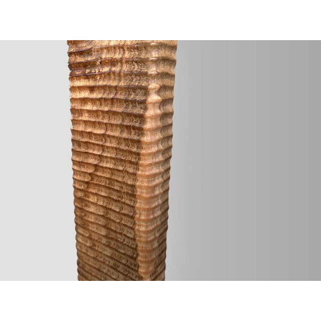 Andrianna Shamaris Minimalist Hand Carved Teak Wood Mirror For Sale - Image 4 of 5