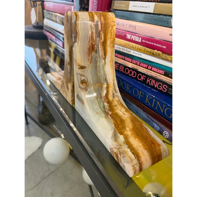 Mid 20th Century Steep Slope Onyx Bookends a Pair For Sale - Image 5 of 6