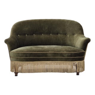 Danish 2-Seater Sofa in Green Furniture Velour, 1960s For Sale