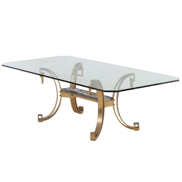 French Art Deco Gilt-Bronze and Glass Table, C 1940. For Sale - Image 4 of 6
