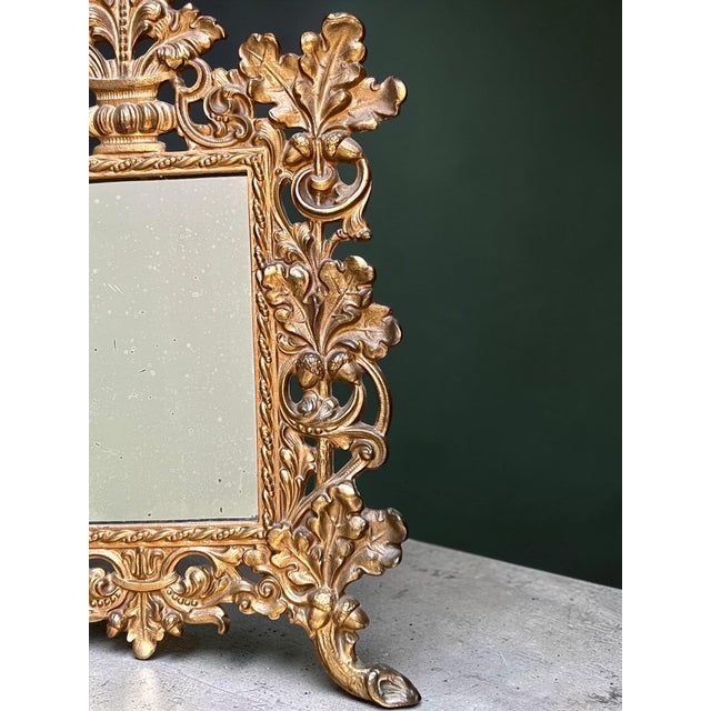 Antique Bradley & Hubbard Table Mirror-Art Nouveau Oak Leaf-Easel Frame-Vanity For Sale - Image 6 of 12