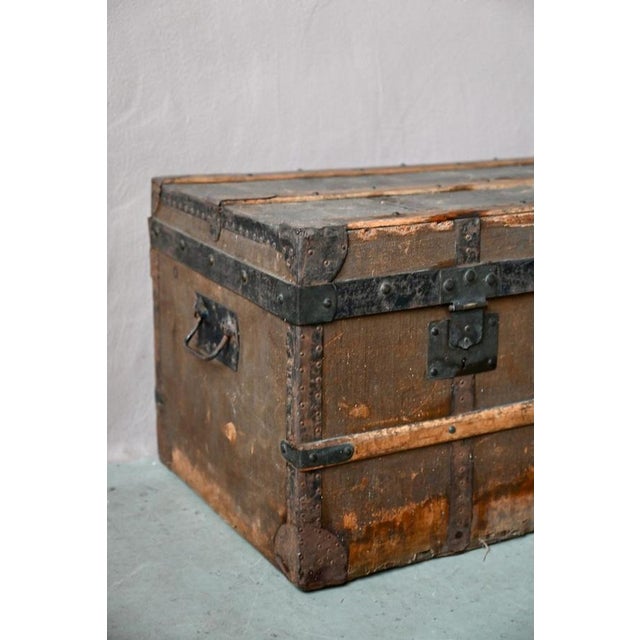 Large Antique Bohemian Wooden and Canvas Travel Trunk, 1920s For Sale - Image 15 of 18