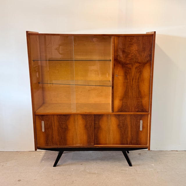 Vintage High-Gloss Highboard with Display Cabinet, 1970s For Sale - Image 16 of 16