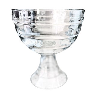 Late 20th Century Art Deco Clear Glass Trifle Pedestal Bowl For Sale