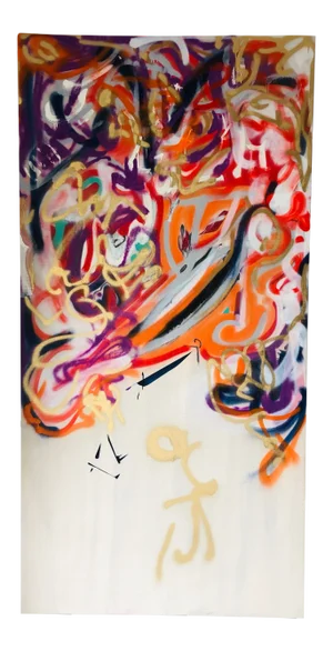 “Martian Breeze” Abstract Painting by Erik Sulander 96x48 W/Nft