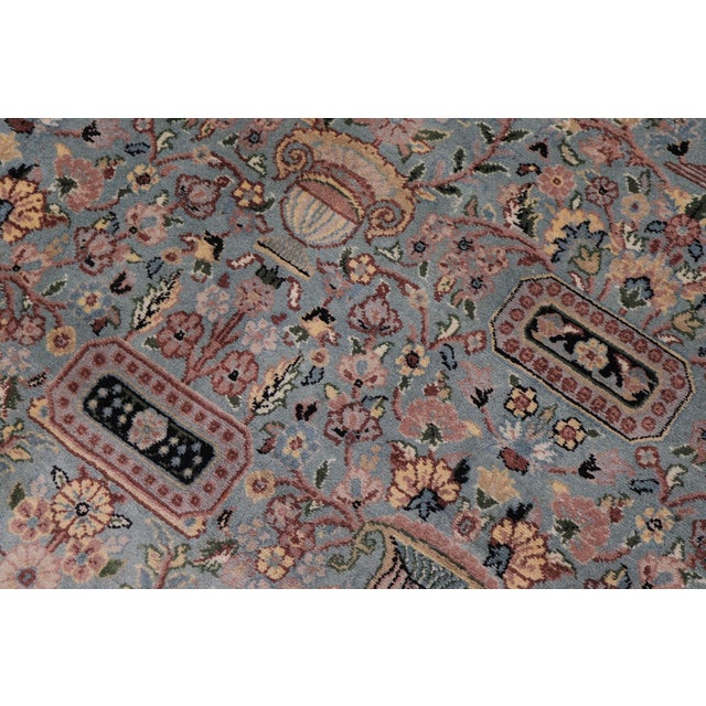 1990s Shabby Chic 1990's Floral Pak-Persian Green/Green Wool Rug - 10'2'' X 14'2'' For Sale - Image 5 of 7