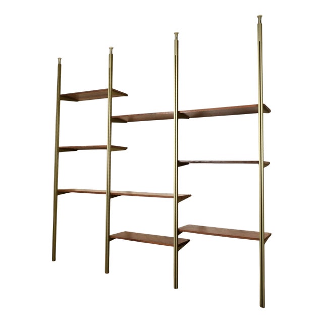 Tension Pole Free Standing Rose Gold Aluminum Omni Wall Unit by George Nelson For Sale