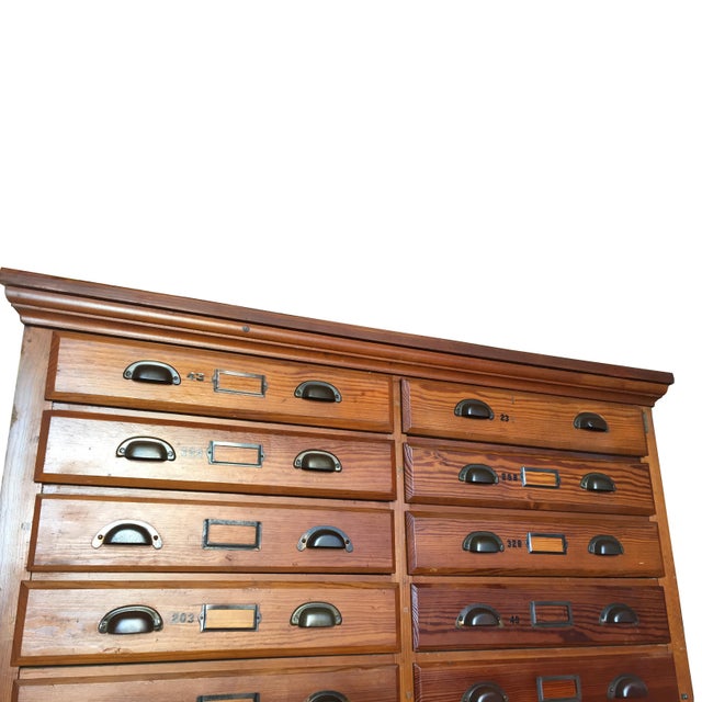 1930s Antique Oak Printer's Cabinet For Sale - Image 5 of 12