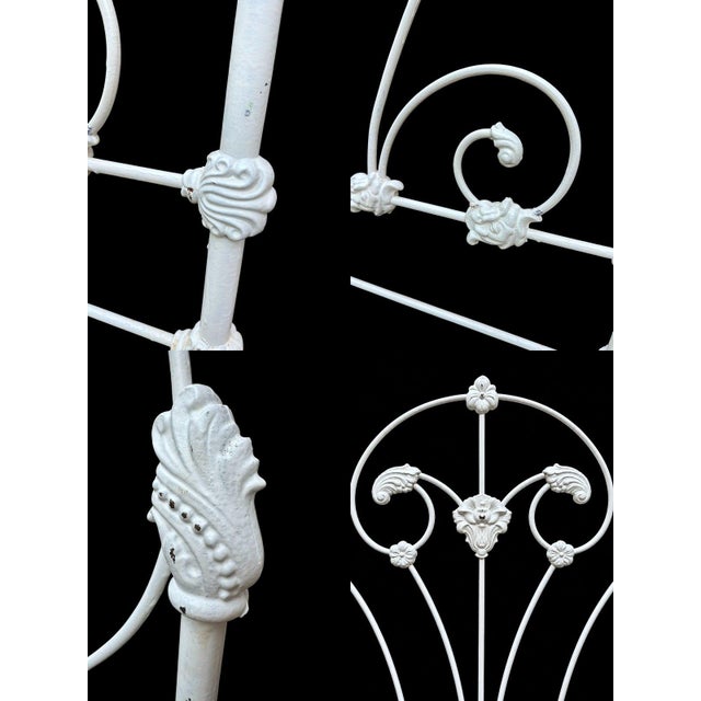 Victorian Vintage Elliott's Designs White Cast Iron Double Size Headboard & Footboard For Sale - Image 3 of 4