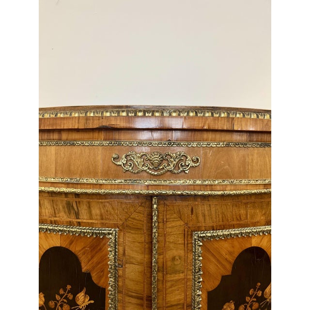 Antique Victorian Walnut Marquetry Inlaid Credenzas, 1880s, Set of 2 For Sale - Image 4 of 18