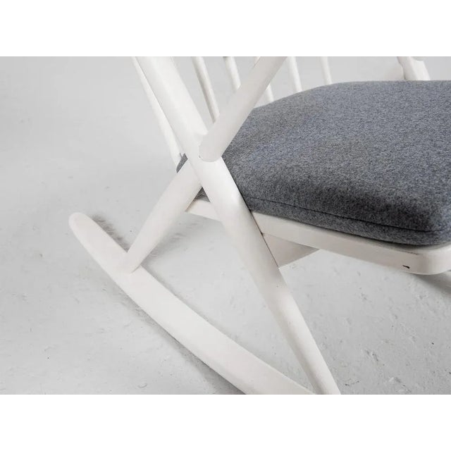 Wood Mid-Century Danish White Rocking Chair attributed to Frank Reenskaug for Bramin, 1960s For Sale - Image 7 of 13