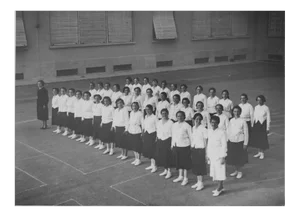 Physical Education at School, Vintage Black & White Photograph, 1934