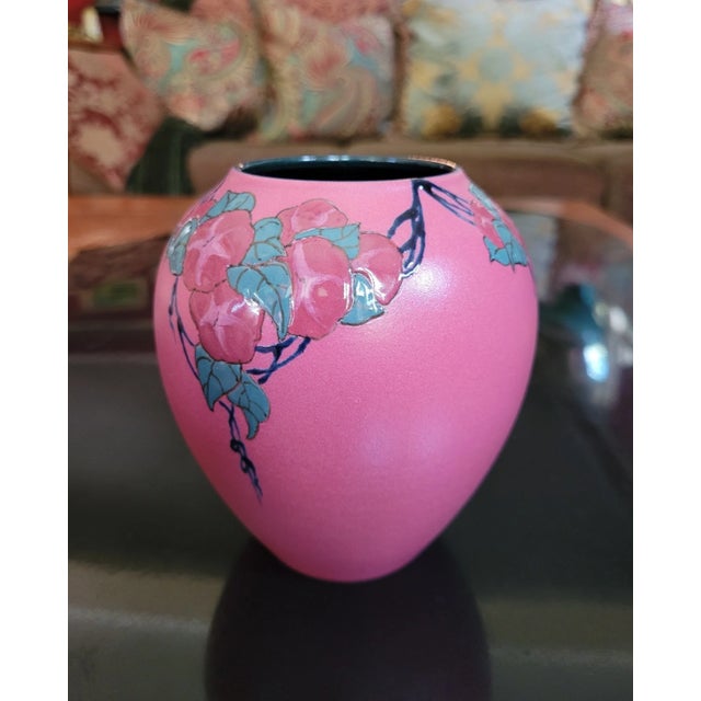 Rare 1921 Rookwood Pottery Vase – Sara Sax Signed – French Red Glaze Morning Glories For Sale - Image 9 of 10