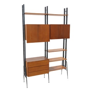 Modular Bookcase with Wooden Uprights, 1950s For Sale