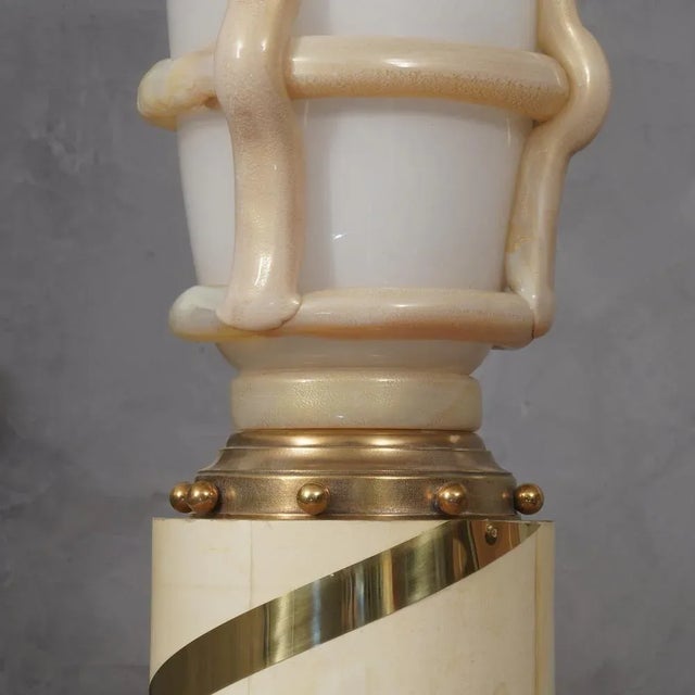Art Deco Murano Glass and Brass Floor Lamp, 1940s For Sale - Image 4 of 10