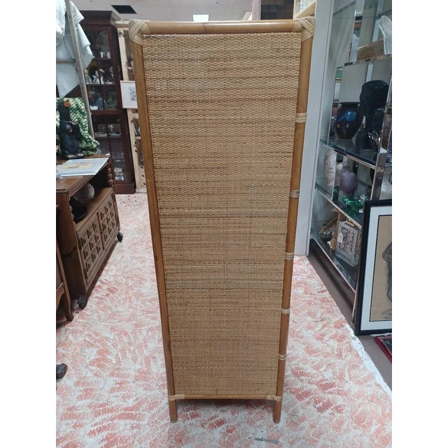 Boho Chic Mid 20th Century Vintage 6 Drawer Rattan and Raffia Highboy For Sale - Image 3 of 4