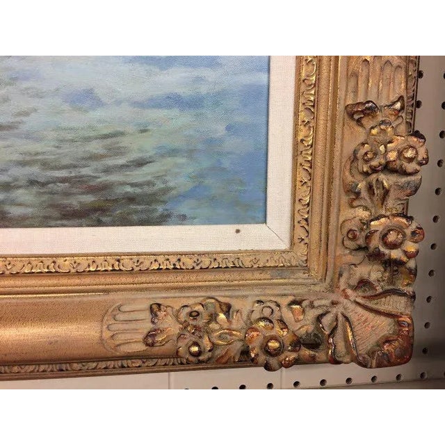 Linen Vintage Original Oil Painting Signed by Artist - Suzhou Canal - Framed For Sale - Image 8 of 10