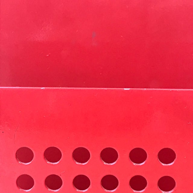 Metal 1980s Red Powder Coated Napkin Holder With Circular Cutout For Sale - Image 7 of 10