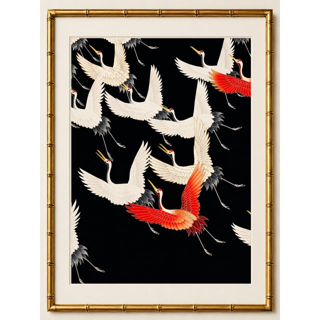 Flying Cranes, Vintage Art Print Reproduction, 24" X 32" For Sale In Buffalo - Image 6 of 10