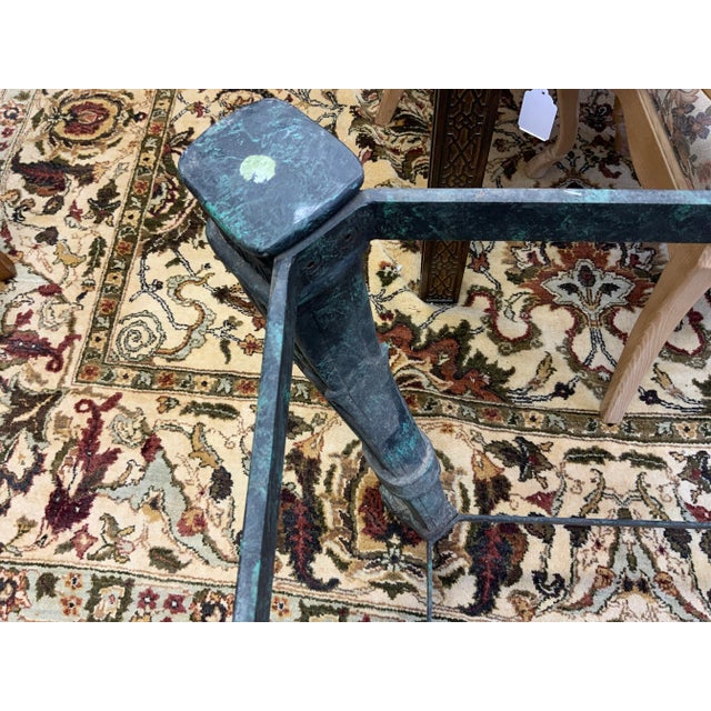 Mid 20th Century Iron Neoclassical Table Base With Faux Verdigris Finish For Sale - Image 11 of 13