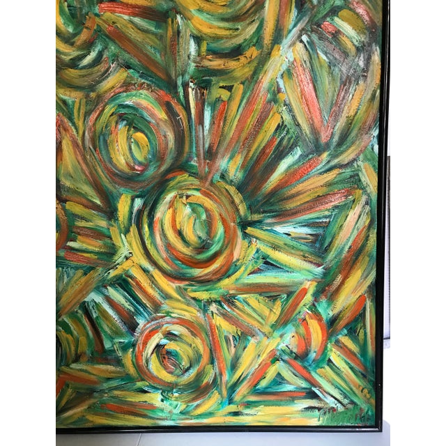 1990s Fireworks Original Abstract Expressionist Oil Painting on European Linen by Monique Nichols For Sale - Image 5 of 12