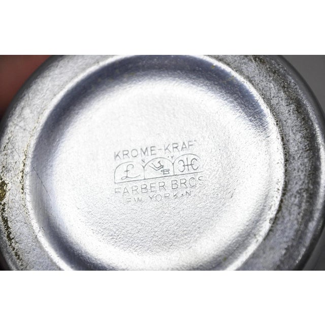 Vintage Art Deco Krome Kraf Farber Bros Silver Plated Sugar Bowl Bakelite Handle For Sale In Philadelphia - Image 6 of 8