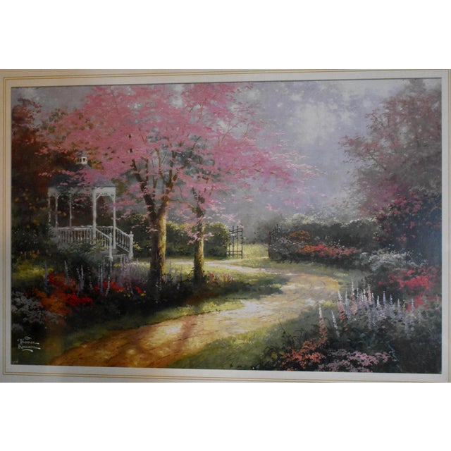 Thomas Kinkade Morning Dogwood Framed Matted Art Print Vintage Garden Gazebo For Sale - Image 13 of 15
